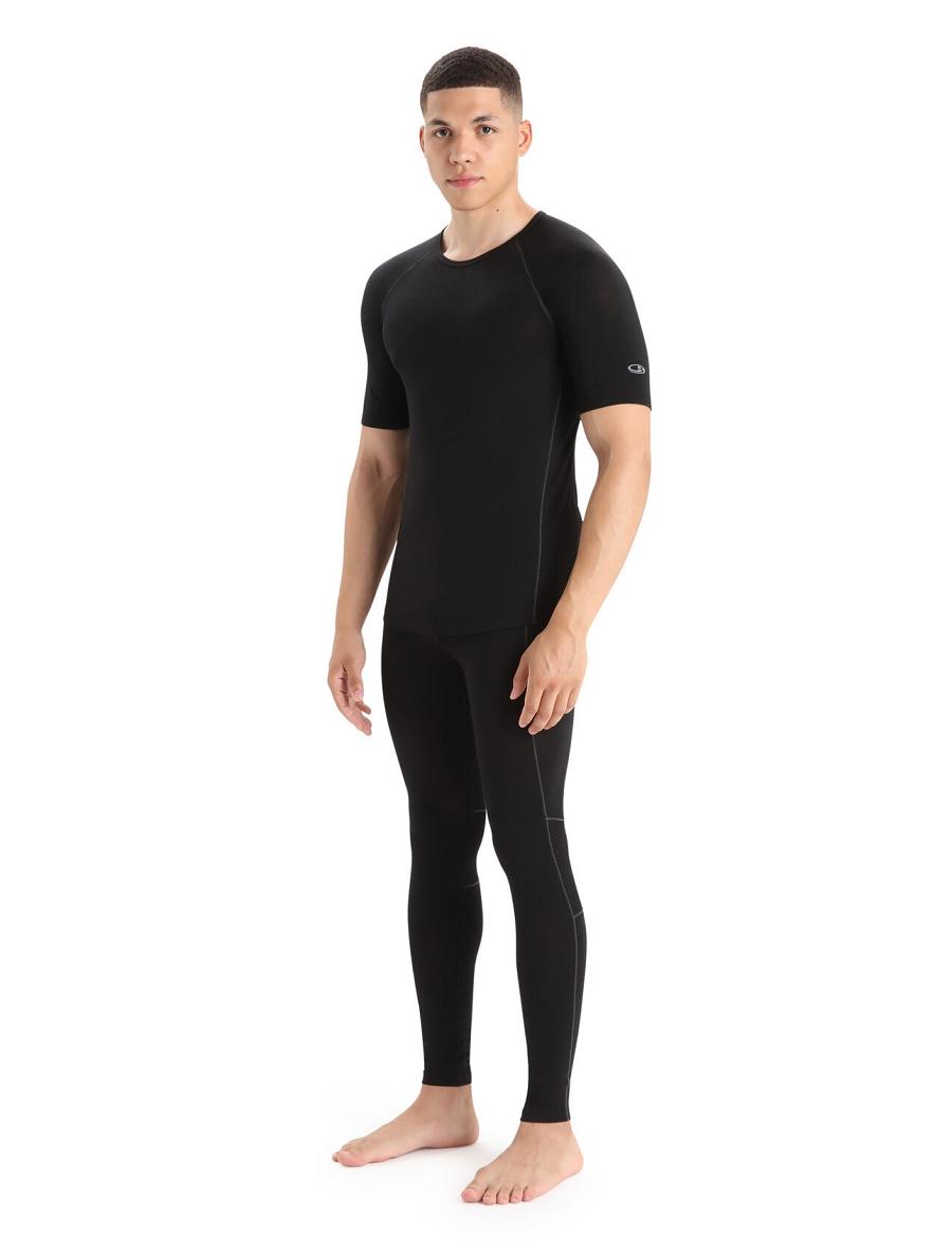 Base Layers Icebreaker BodyfitZone™ Merino 150 Zone Krótkie Sleeve Crewe Thermal Top Męskie Czarne | PL 1613GSOL